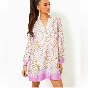 NWT Lilly Pulitzer Iralanne Long Sleeve Popover Multi Bon Vivants Dress